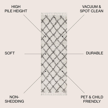 Gabrielle mercer Shag Plush Tassel Moroccan Geometric Trellis Area Rug